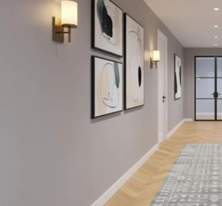 Metamorfoza korytarza przed i po zastosowaniu produktów Home Market Store