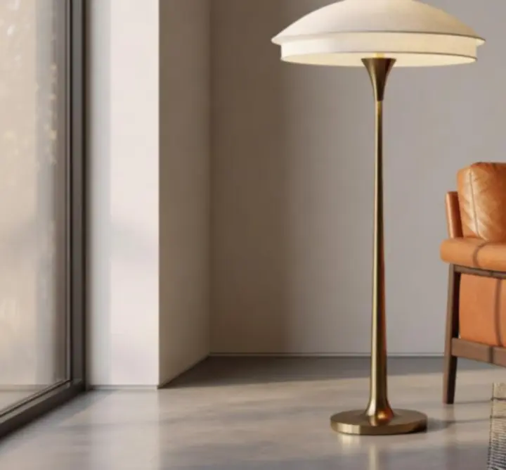 Nowoczesna lampa podłogowa w eleganckim salonie