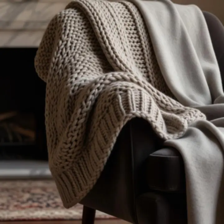 Luksusowe narzuty i pledy ułożone na sofie